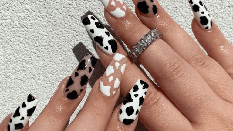 black & white nail art