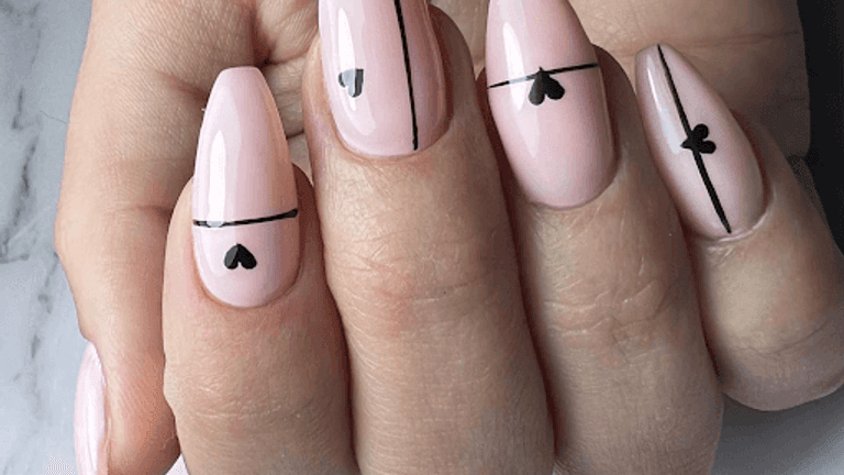 pink and black nail art design